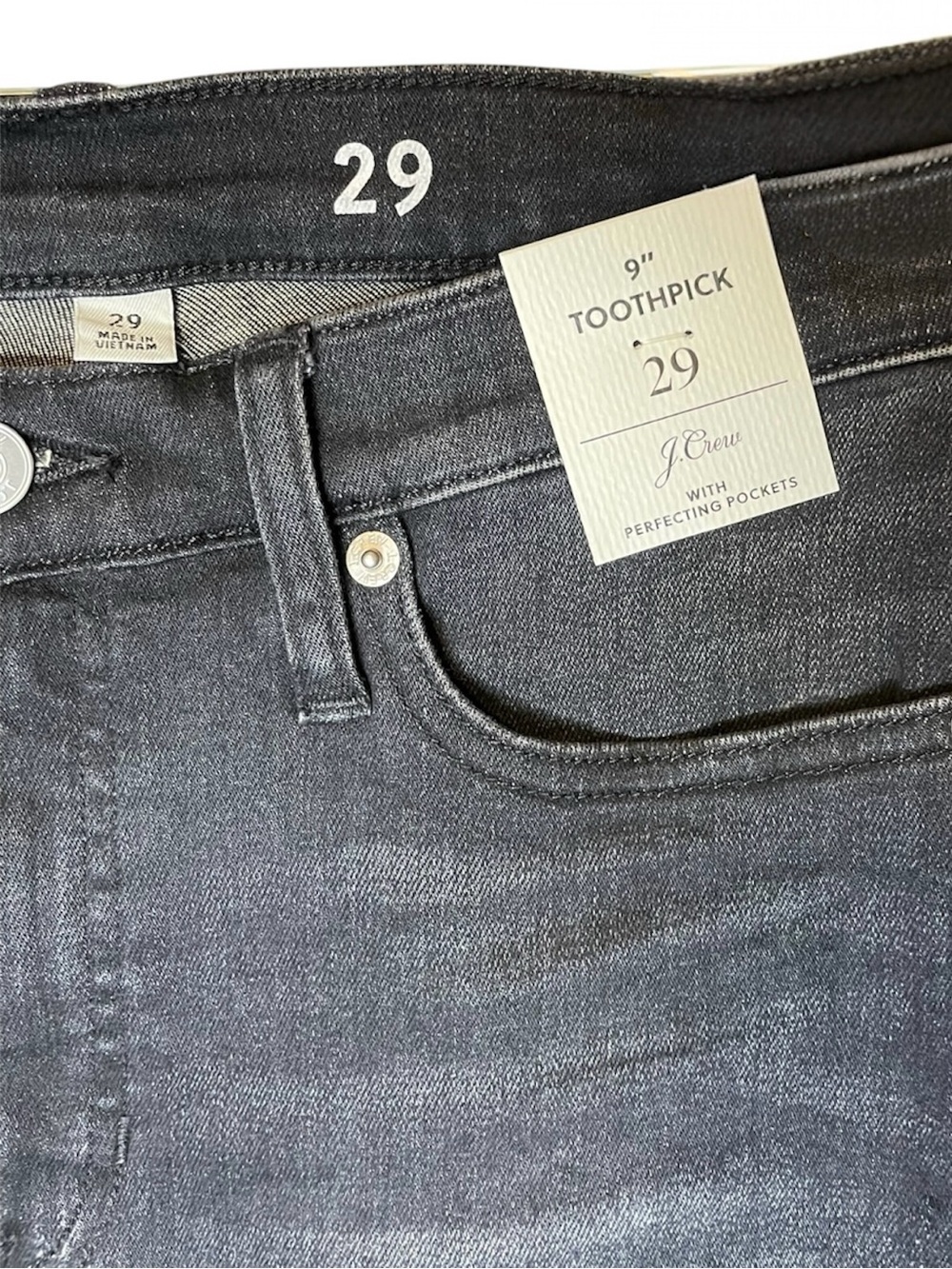 J. Crew 9” Toothpick Charcoal Wash Size 29 NWT - Picture 3 of 3